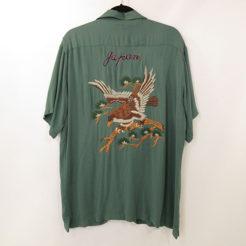 【中古】HOUSTON | ヒューストン SOUVENIR SHIRT 半袖シャツ 40686 グリーン サイズ:L
