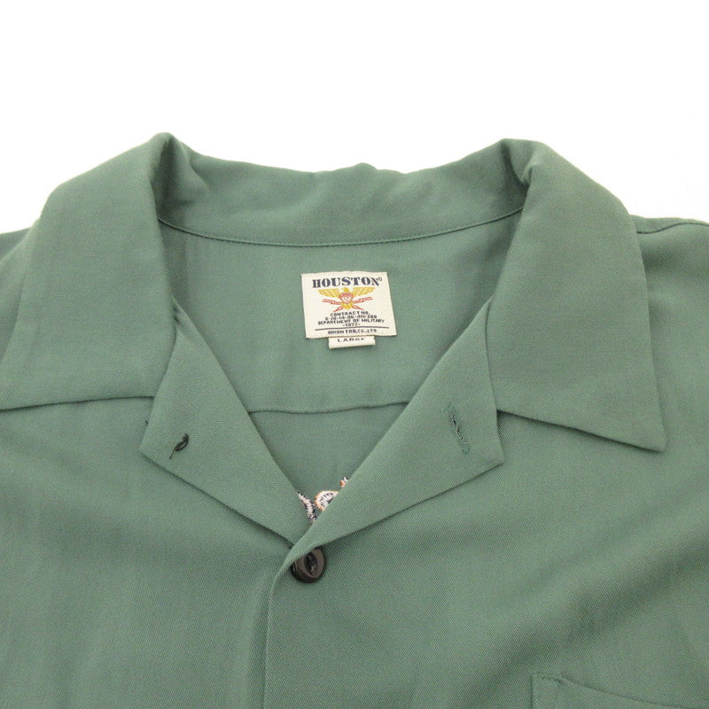 【中古】HOUSTON | ヒューストン SOUVENIR SHIRT 半袖シャツ 40686 グリーン サイズ:L