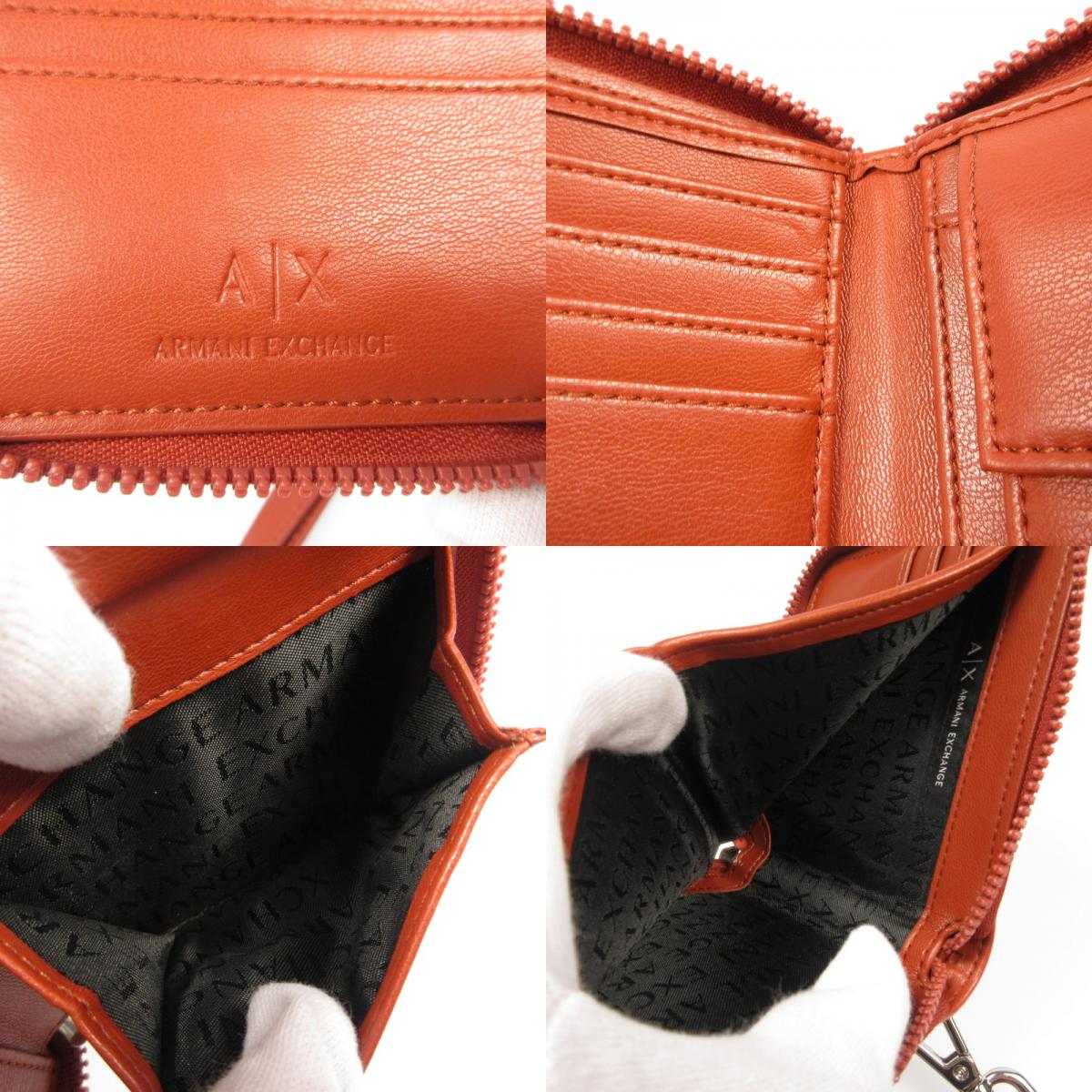 【中古】ARMANI EXCHANGE | アルマーニエクスチェンジ AXロゴストラップ付き二つ折り財布 長財布 958500 ブラウン