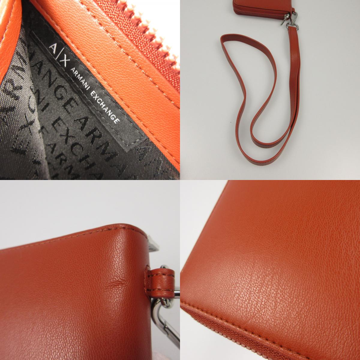 【中古】ARMANI EXCHANGE | アルマーニエクスチェンジ AXロゴストラップ付き二つ折り財布 長財布 958500 ブラウン