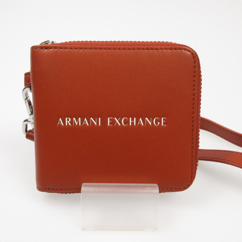 【中古】ARMANI EXCHANGE | アルマーニエクスチェンジ AXロゴストラップ付き二つ折り財布 長財布 958500 ブラウン