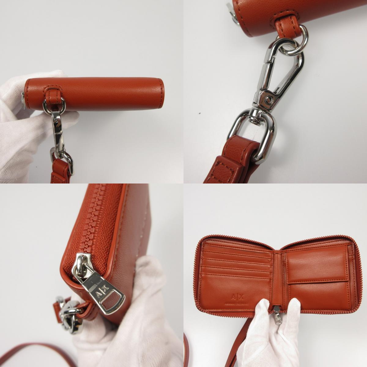 【中古】ARMANI EXCHANGE | アルマーニエクスチェンジ AXロゴストラップ付き二つ折り財布 長財布 958500 ブラウン