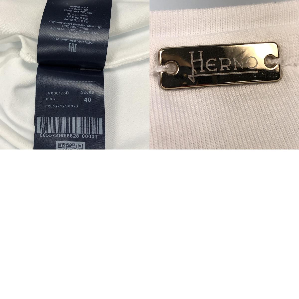 【中古】Herno | ヘルノ 手描き風ロゴプリントTシャツ 半袖Tシャツ JG000178D 2023S/S ホワイト サイズ:40