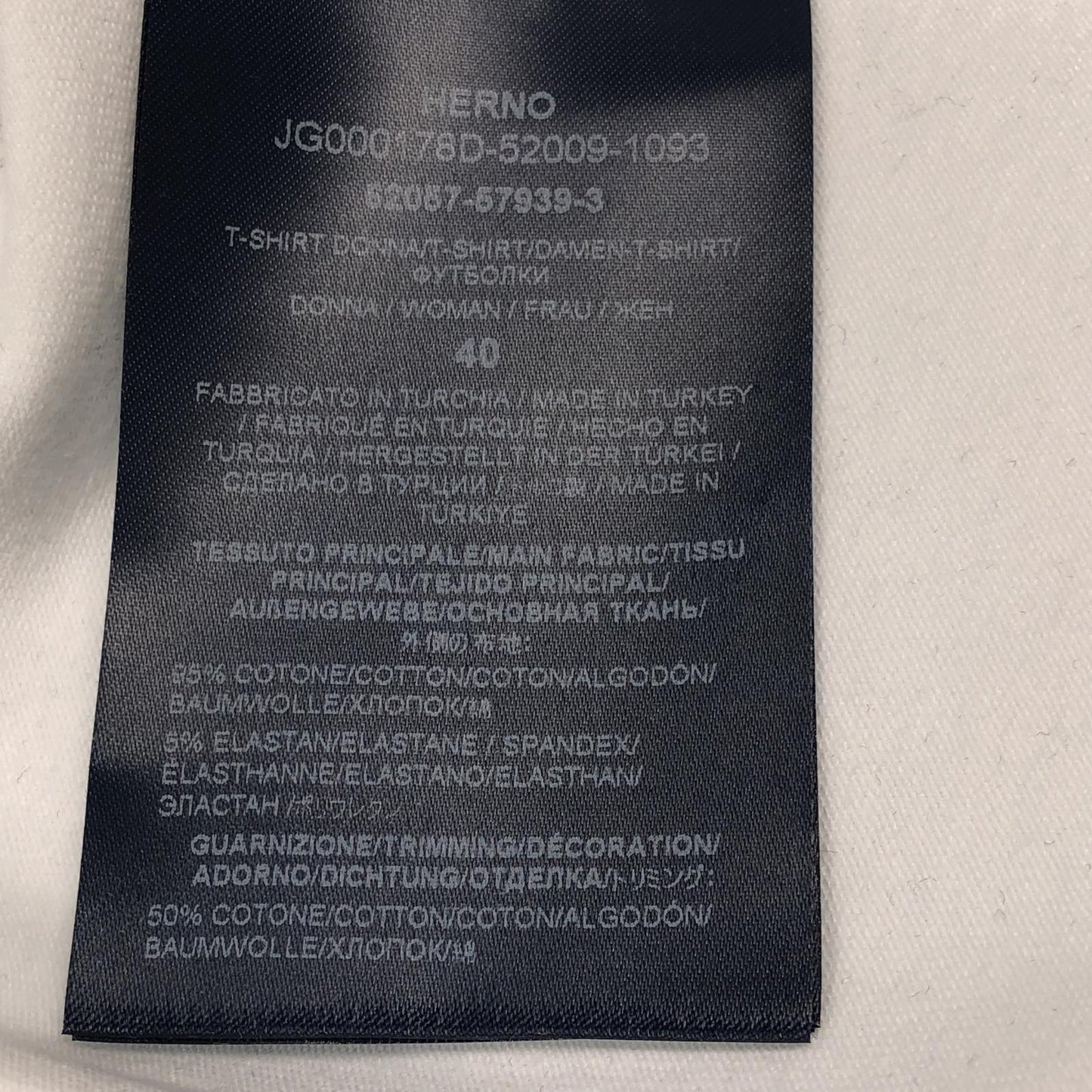 【中古】Herno | ヘルノ 手描き風ロゴプリントTシャツ 半袖Tシャツ JG000178D 2023S/S ホワイト サイズ:40
