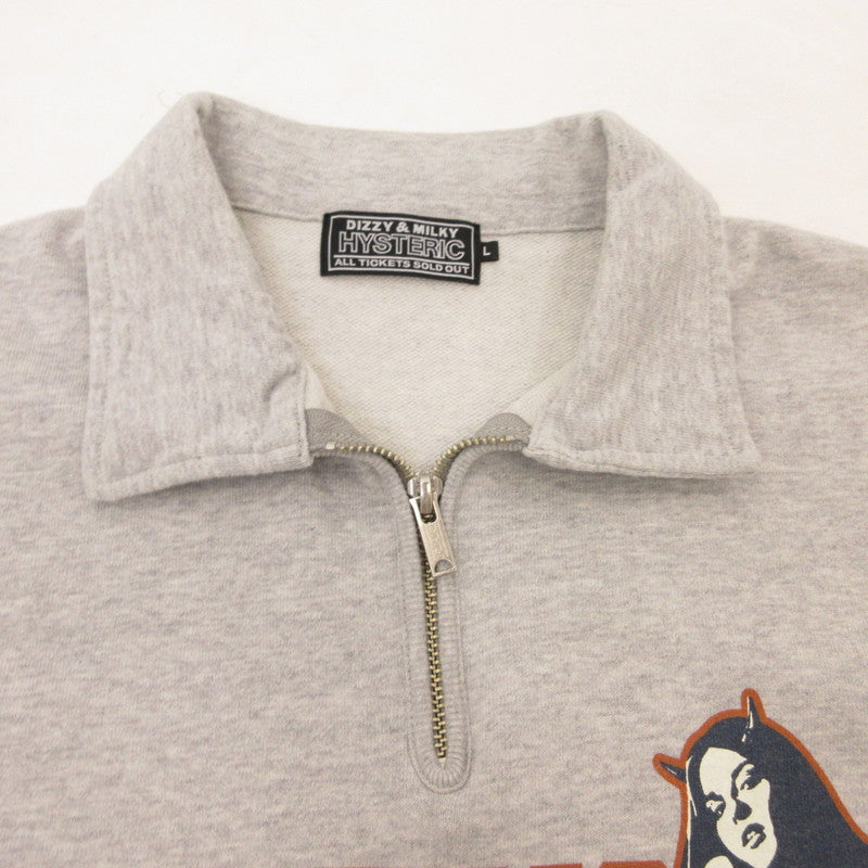 【中古】HYSTERIC GLAMOUR | ヒステリックグラマー HYSTERIC EVIL’S 衿付きスウェット スウェット 02251CS05 グレー サイズ:L