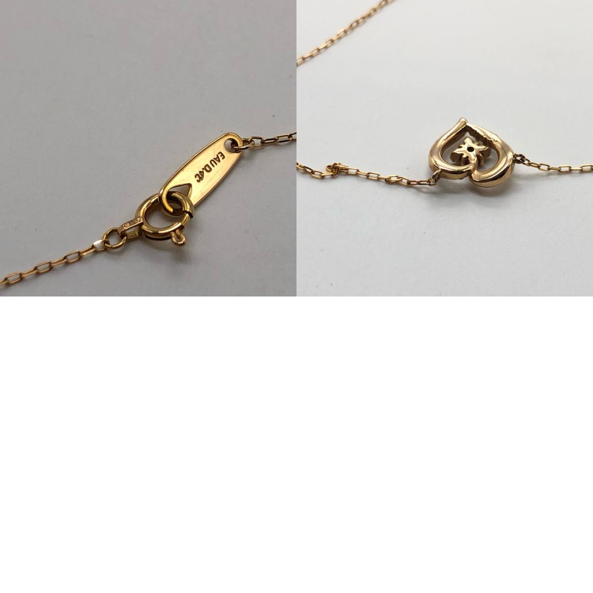 【中古】4℃ | ヨンドシー ダイヤ付きハート ネックレス K18