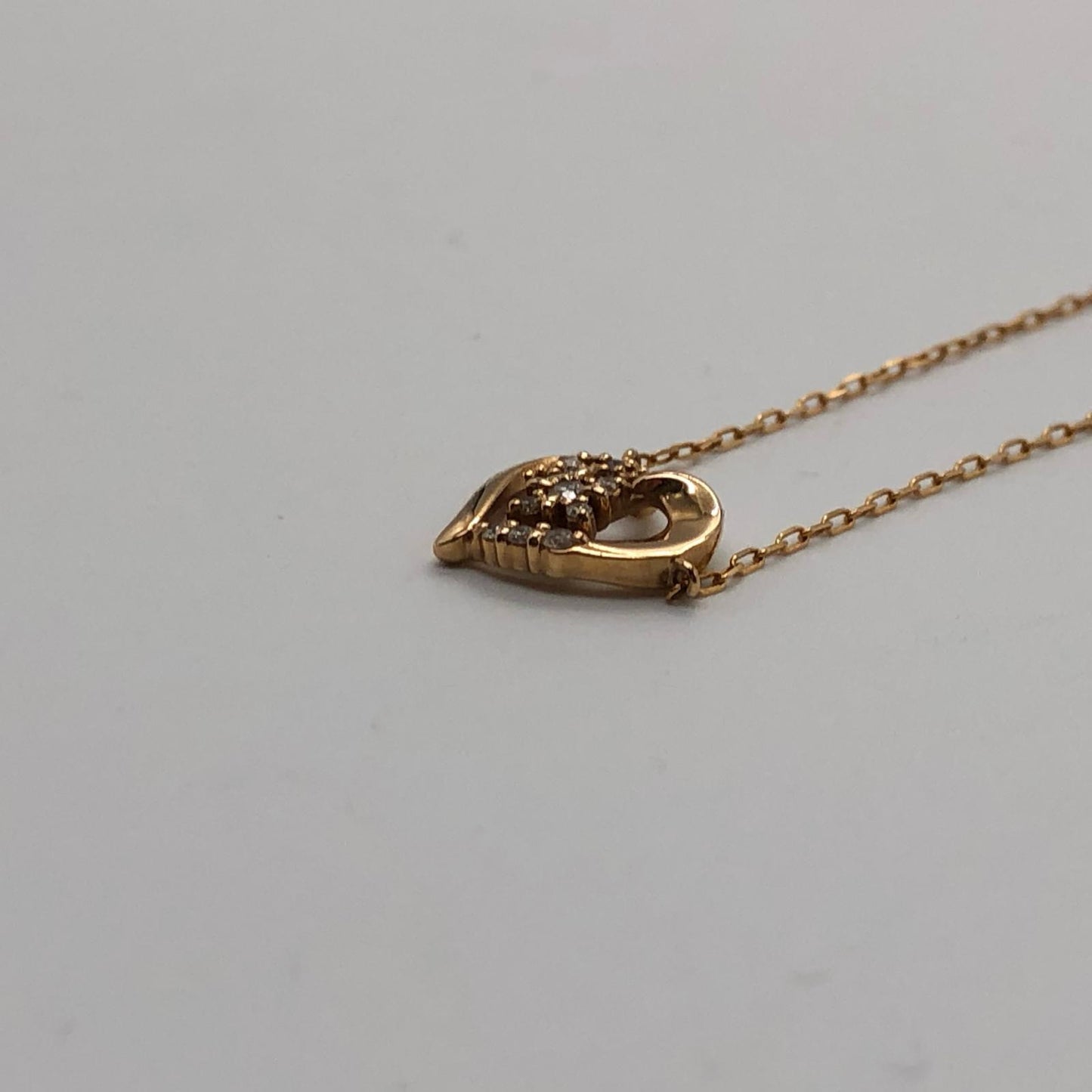 【中古】4℃ | ヨンドシー ダイヤ付きハート ネックレス K18