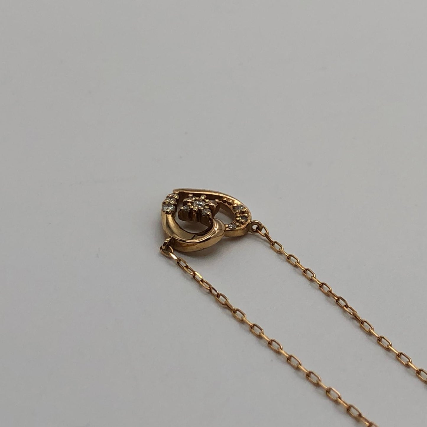 【中古】4℃ | ヨンドシー ダイヤ付きハート ネックレス K18