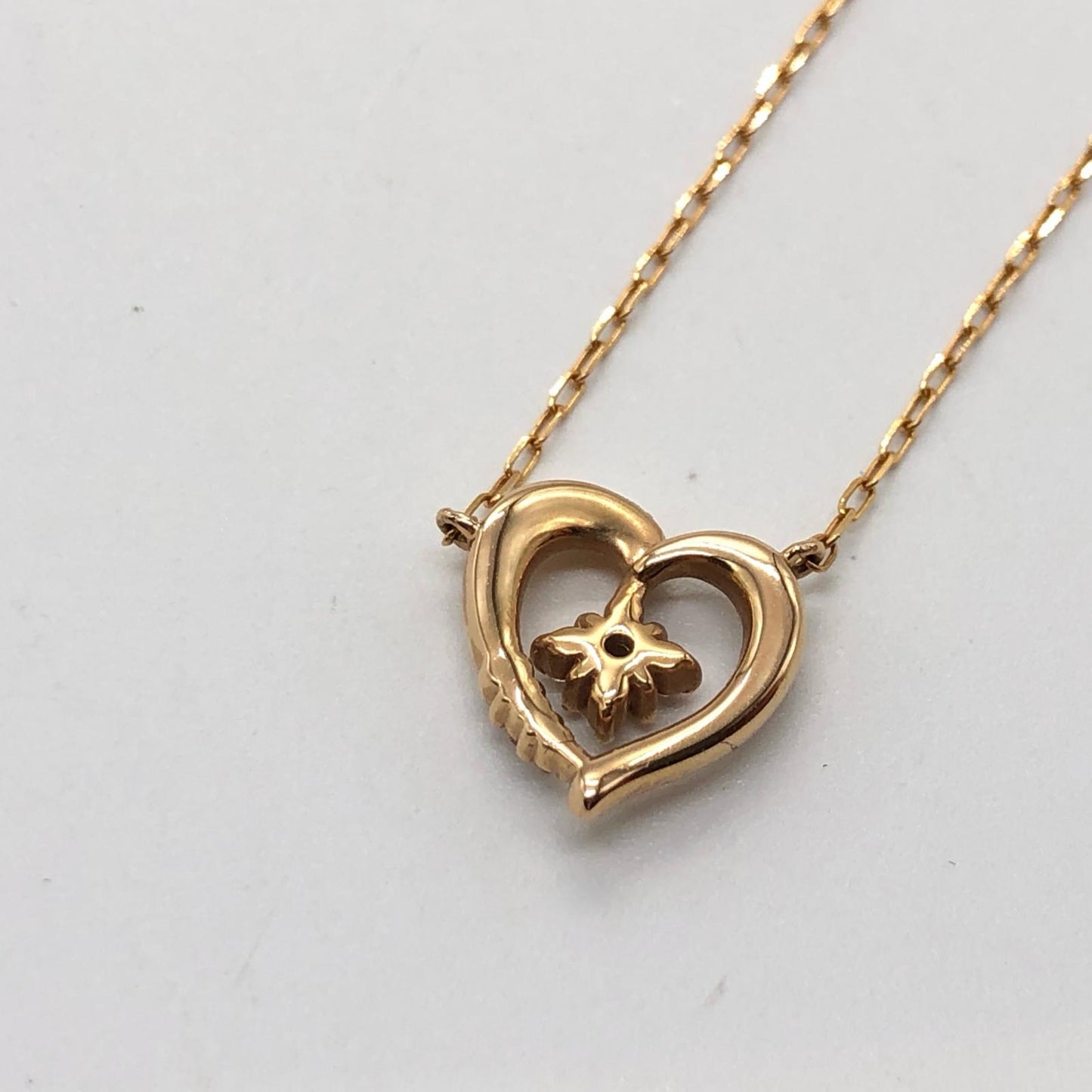 【中古】4℃ | ヨンドシー ダイヤ付きハート ネックレス K18