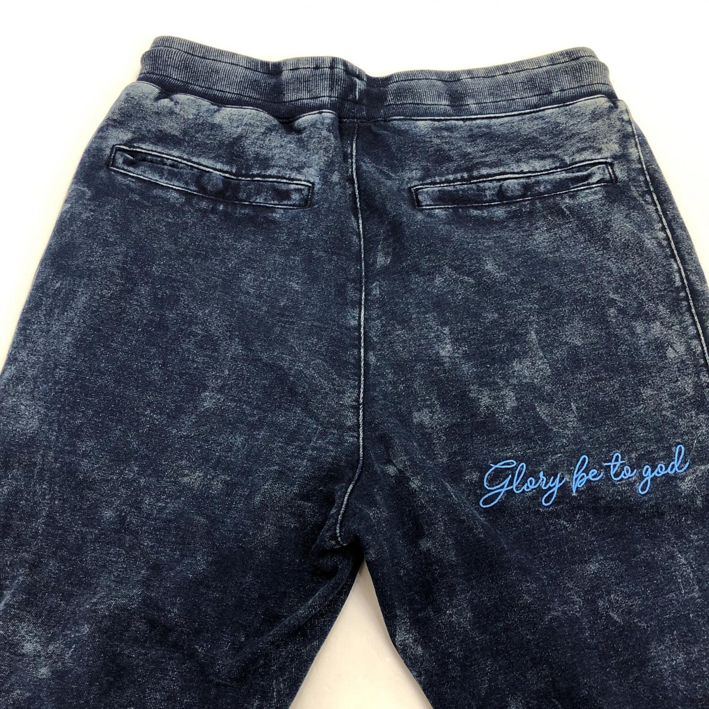 【中古】EXAMPLE | イグザンプル ARCH LOGO BLEACH DENIM SWEAT PANTS パンツ 2021S/S ネイビー サイズ:L
