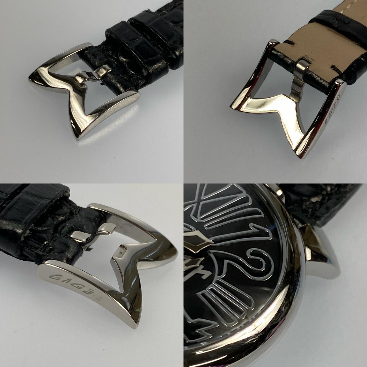 【中古】GaGaMILANO | ガガミラノ MANUALE SLIM 46MM 腕時計 5080.NJ.02 500本限定 アナログクォーツ ブラック