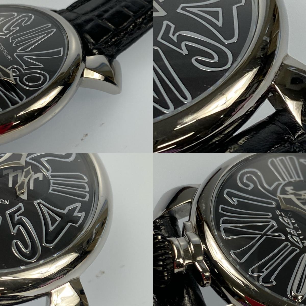 【中古】GaGaMILANO | ガガミラノ MANUALE SLIM 46MM 腕時計 5080.NJ.02 500本限定 アナログクォーツ ブラック