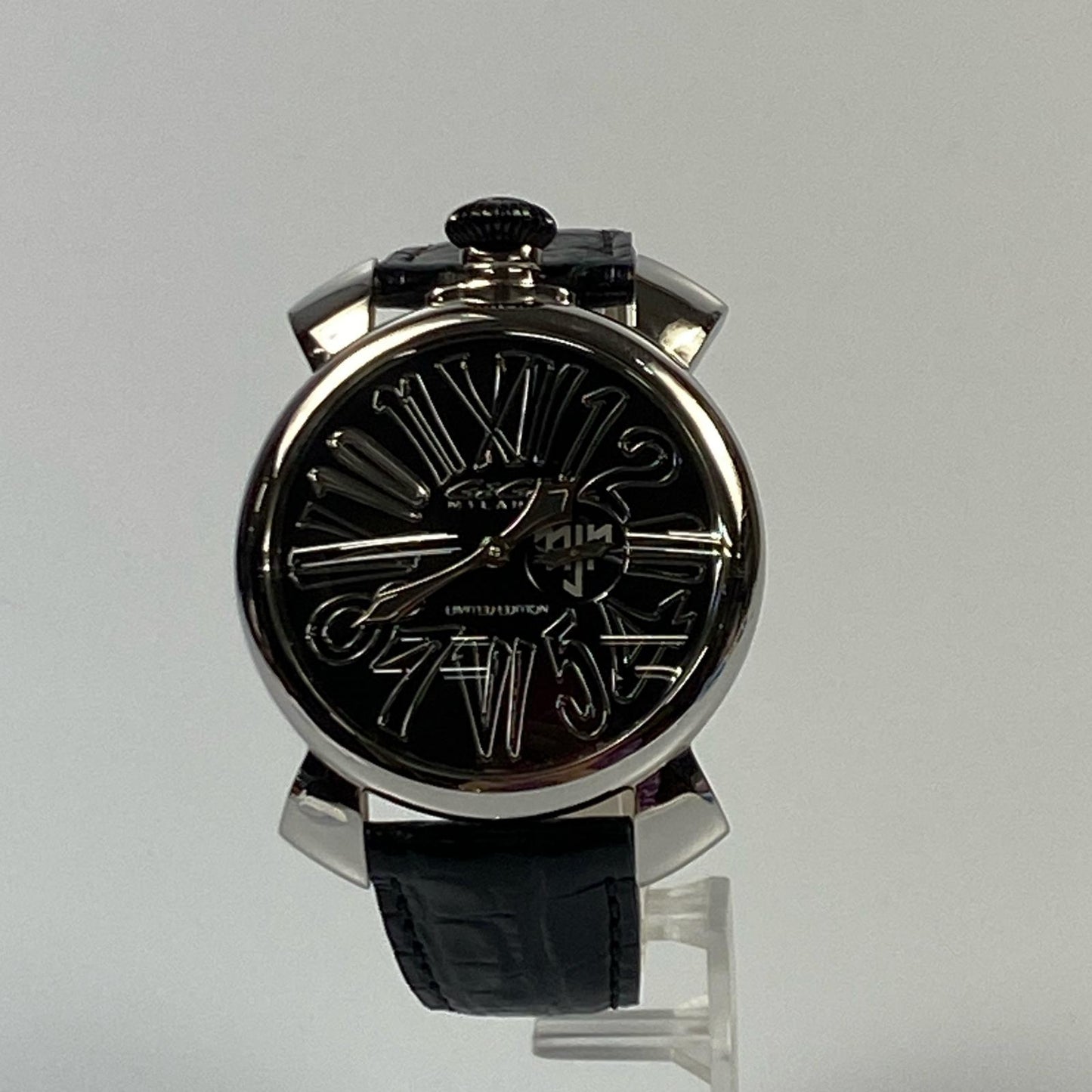【中古】GaGaMILANO | ガガミラノ MANUALE SLIM 46MM 腕時計 5080.NJ.02 500本限定 アナログクォーツ ブラック