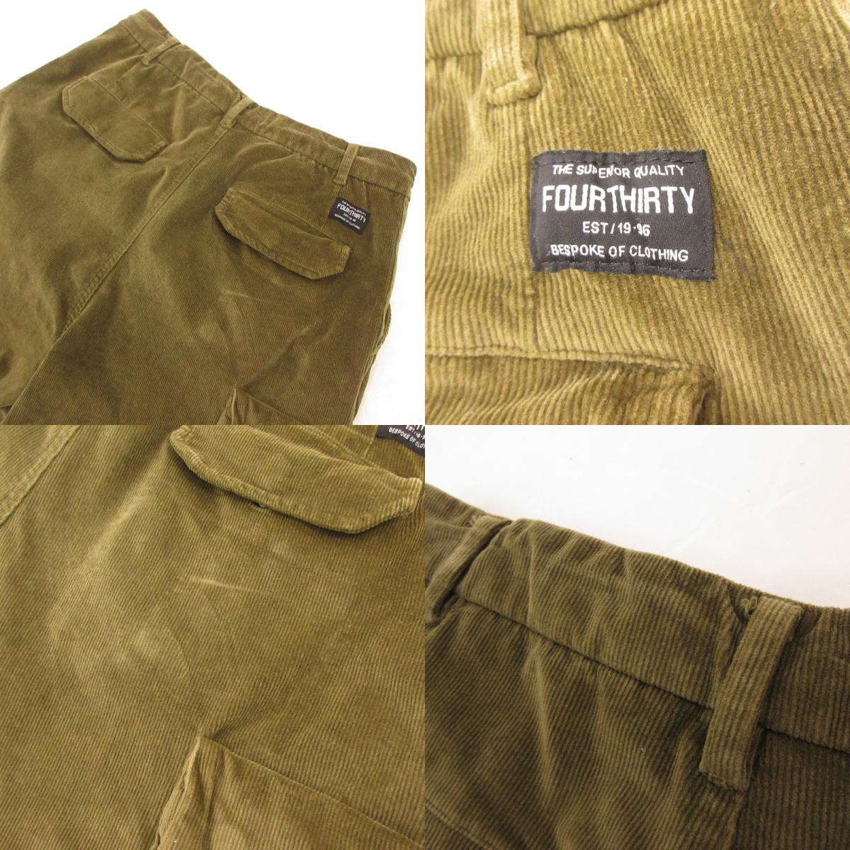 【中古】430 - FOURTHIRTY - | フォーサーティー ESLOT CORD CARGO SHORTS ショートパンツ 24-082 カーキ サイズ:2