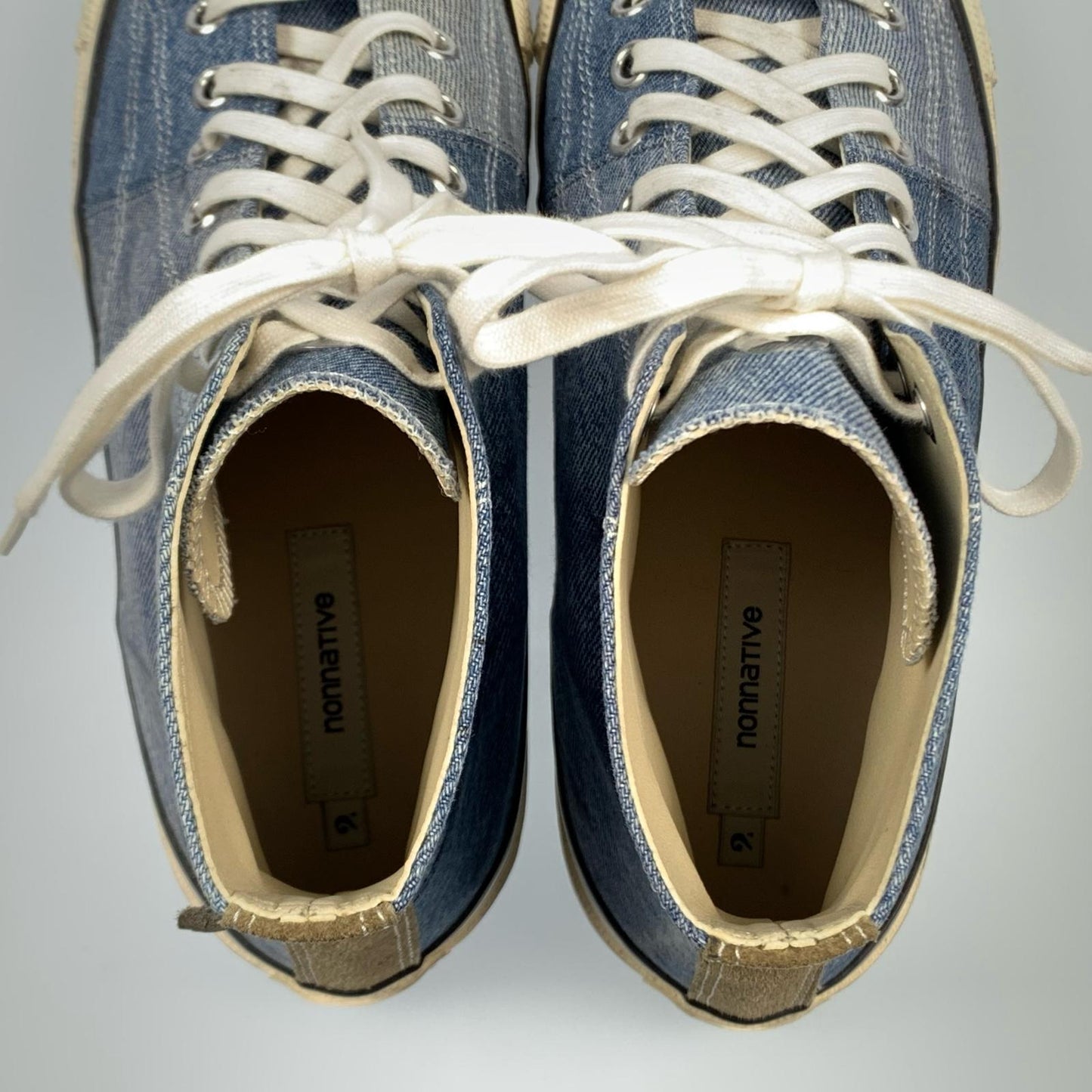 【中古】nonnative | ノンネイティブ DWELLER TRAINER HI PATCHWORK USED DENIM スニーカー NN-F3452 ブルー 27.5cm