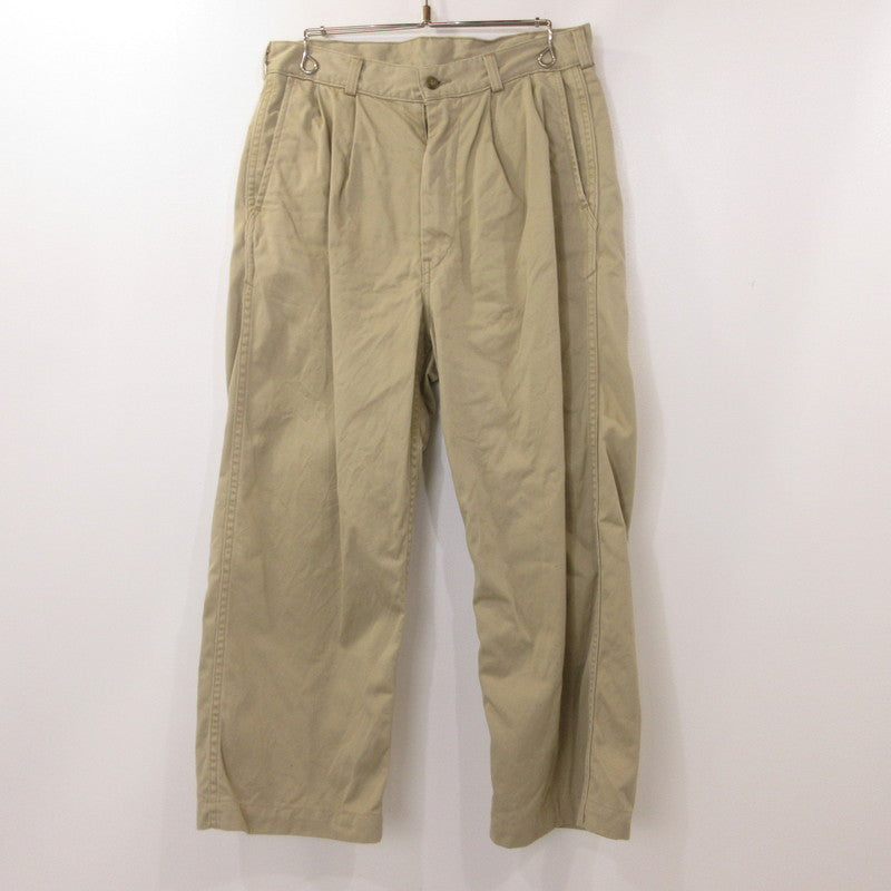 【中古】orSlow | オアスロウ Two Tuck Wide Trousers チノパンツ 03-5021-40 ベージュ サイズ:M