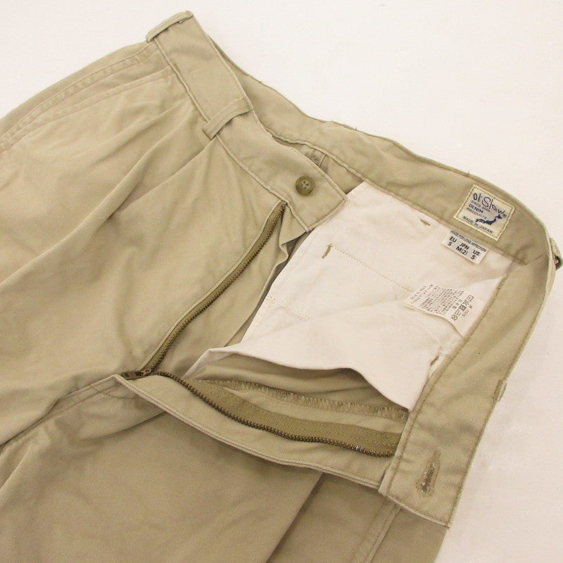 【中古】orSlow | オアスロウ Two Tuck Wide Trousers チノパンツ 03-5021-40 ベージュ サイズ:M