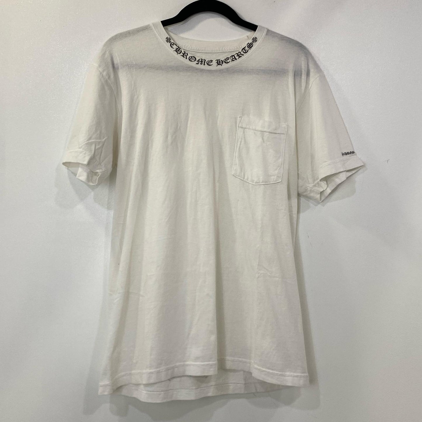 【中古】CHROME HEARTS | クロムハーツ NECK LOGO S/S TEE 半袖Tシャツ 2212-304-0010 国内正規品 ホワイト サイズ:L
