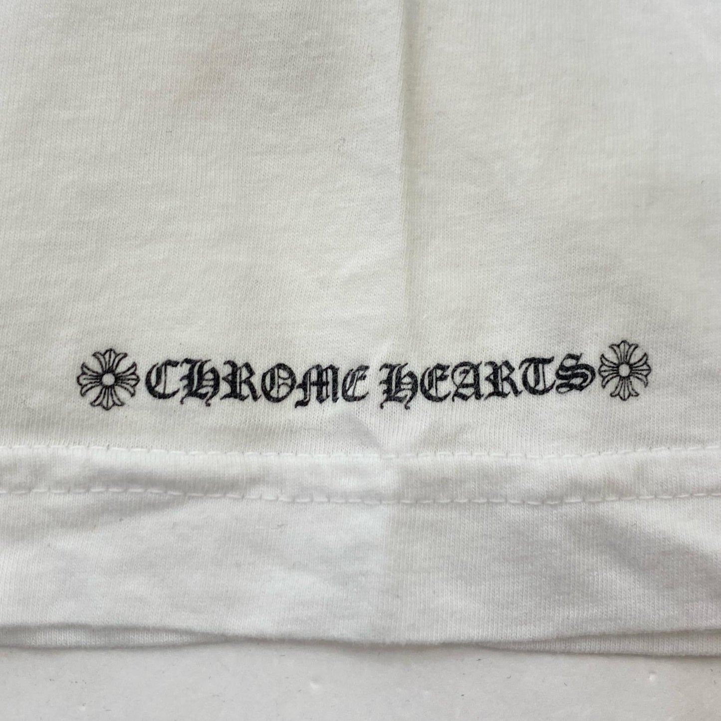【中古】CHROME HEARTS | クロムハーツ NECK LOGO S/S TEE 半袖Tシャツ 2212-304-0010 国内正規品 ホワイト サイズ:L