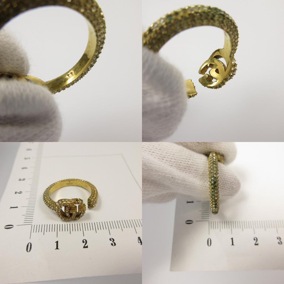 【中古】GUCCI | グッチ クリスタル付きダブルGキー リング・指輪 645625