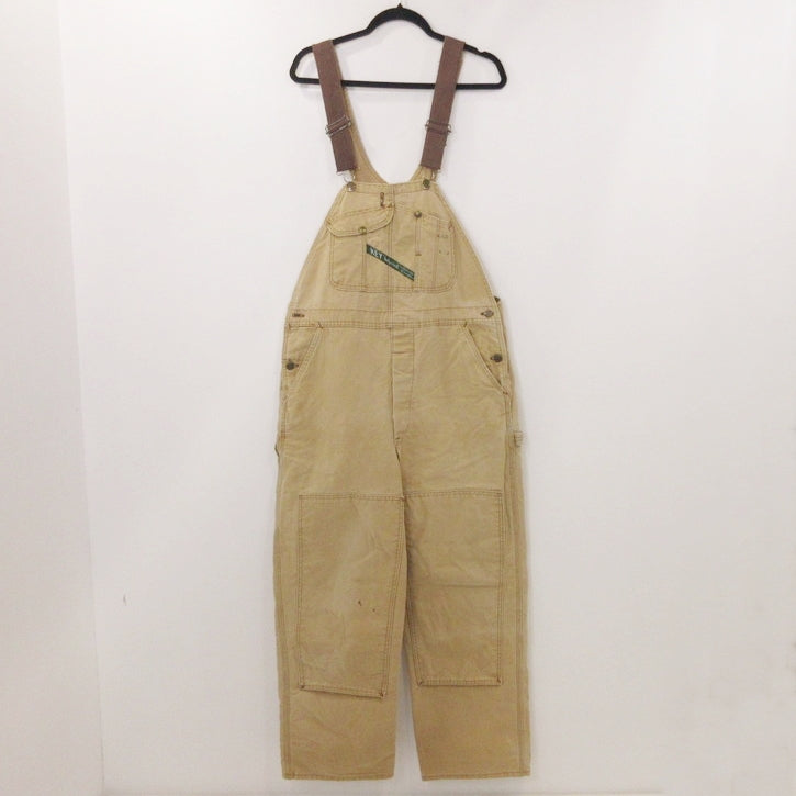 【中古】 ダック地ダブルニー オーバーオール ブラウン
