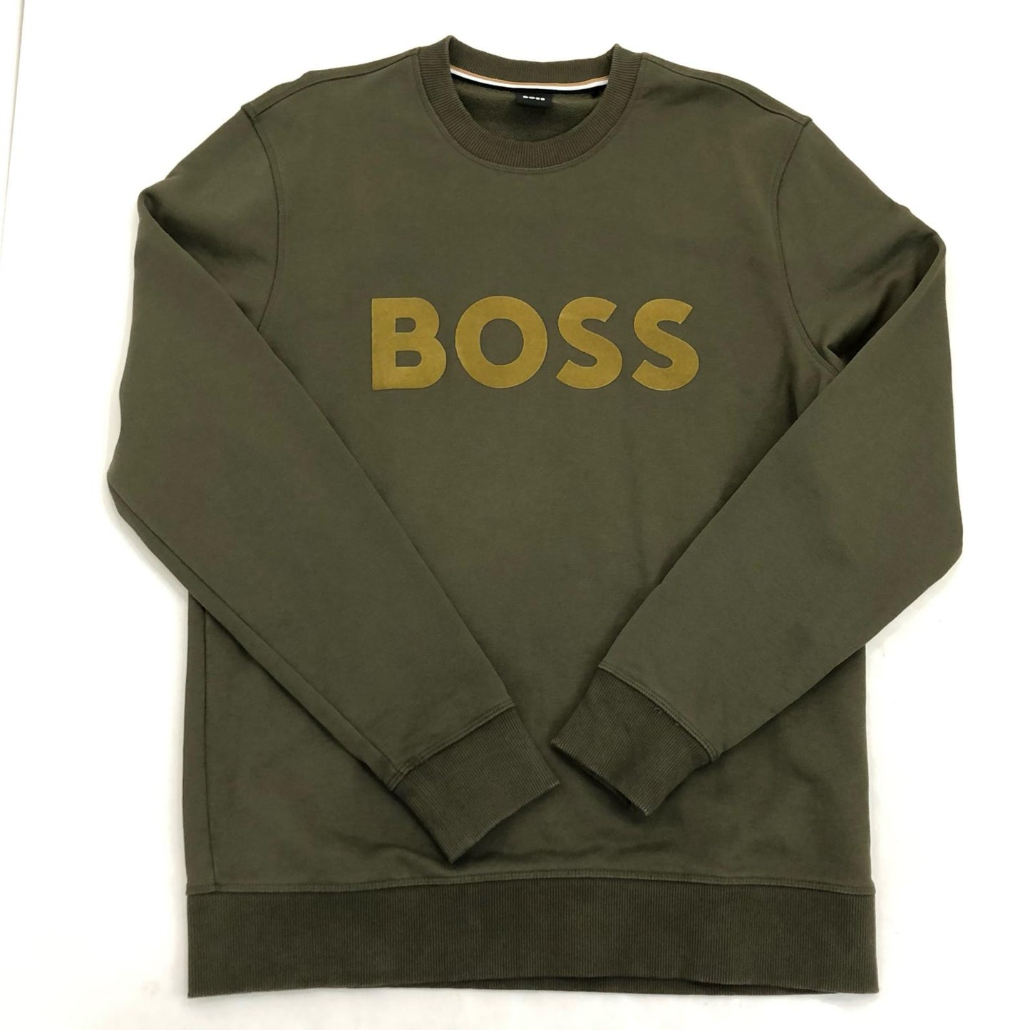 【中古】HUGO BOSS | ヒューゴボス フロックプリントロゴスウェット スウェット 50477309 2023S/S 国内正規品 オリーブ サイズ:L