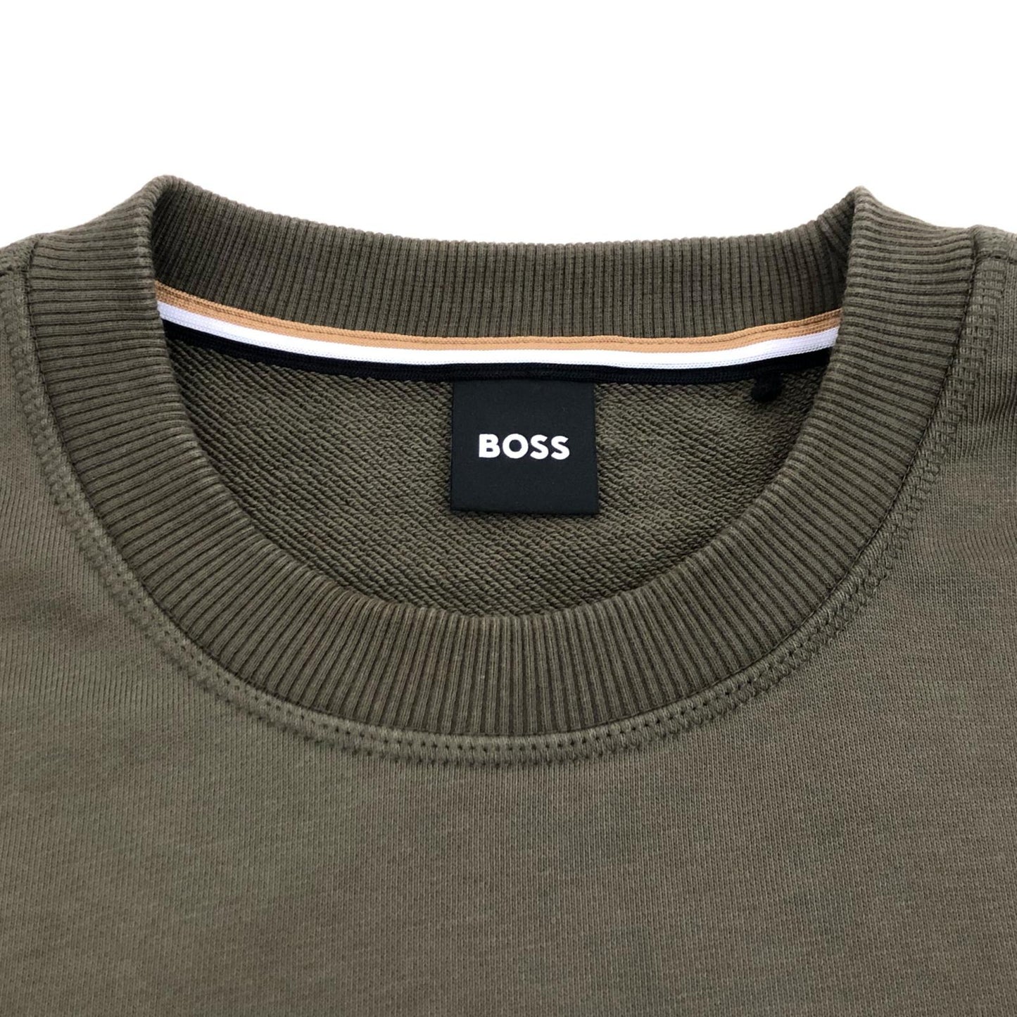 【中古】HUGO BOSS | ヒューゴボス フロックプリントロゴスウェット スウェット 50477309 2023S/S 国内正規品 オリーブ サイズ:L