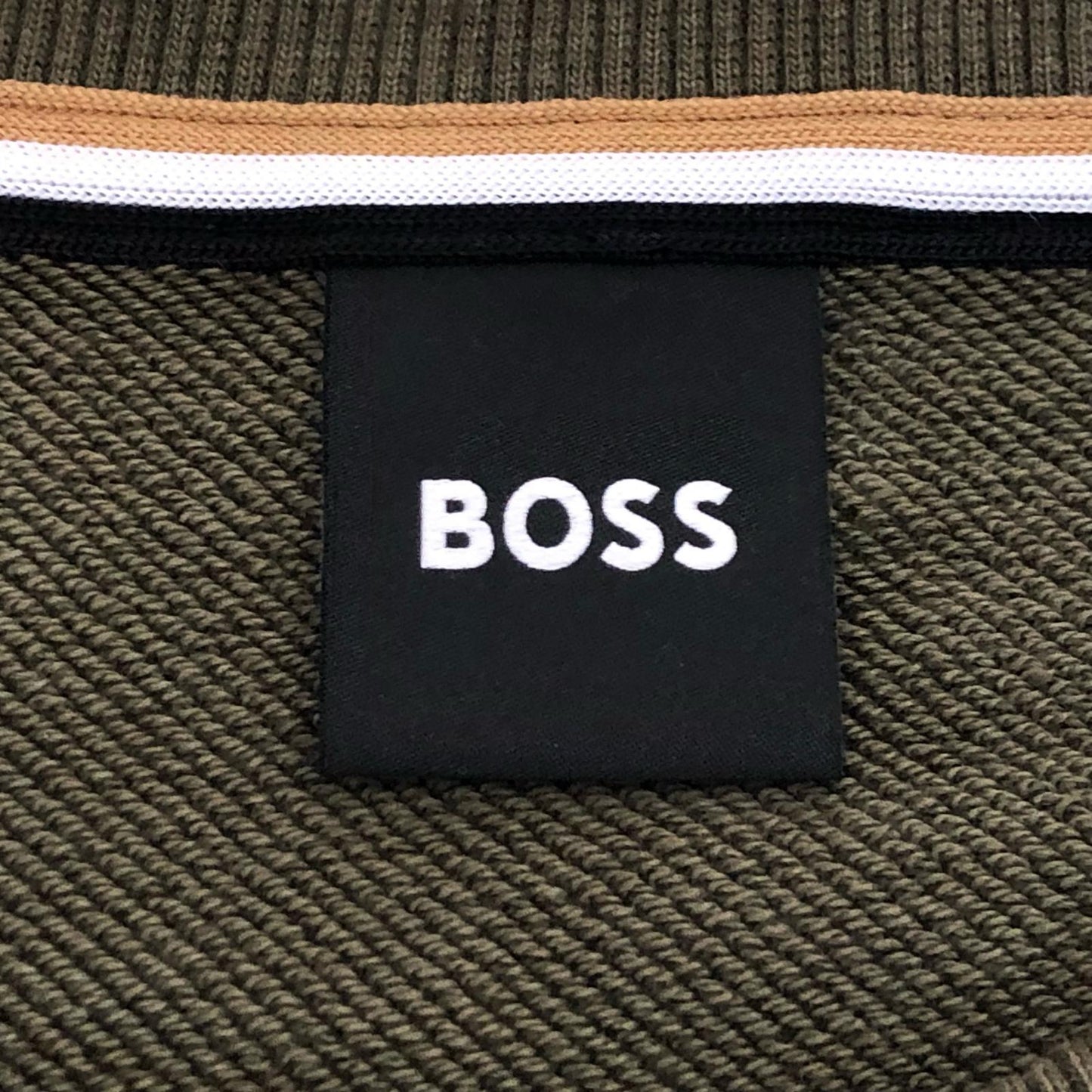 【中古】HUGO BOSS | ヒューゴボス フロックプリントロゴスウェット スウェット 50477309 2023S/S 国内正規品 オリーブ サイズ:L