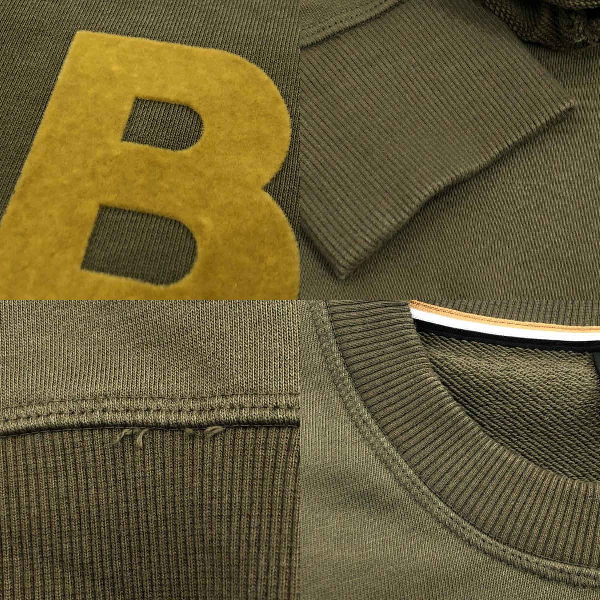 【中古】HUGO BOSS | ヒューゴボス フロックプリントロゴスウェット スウェット 50477309 2023S/S 国内正規品 オリーブ サイズ:L