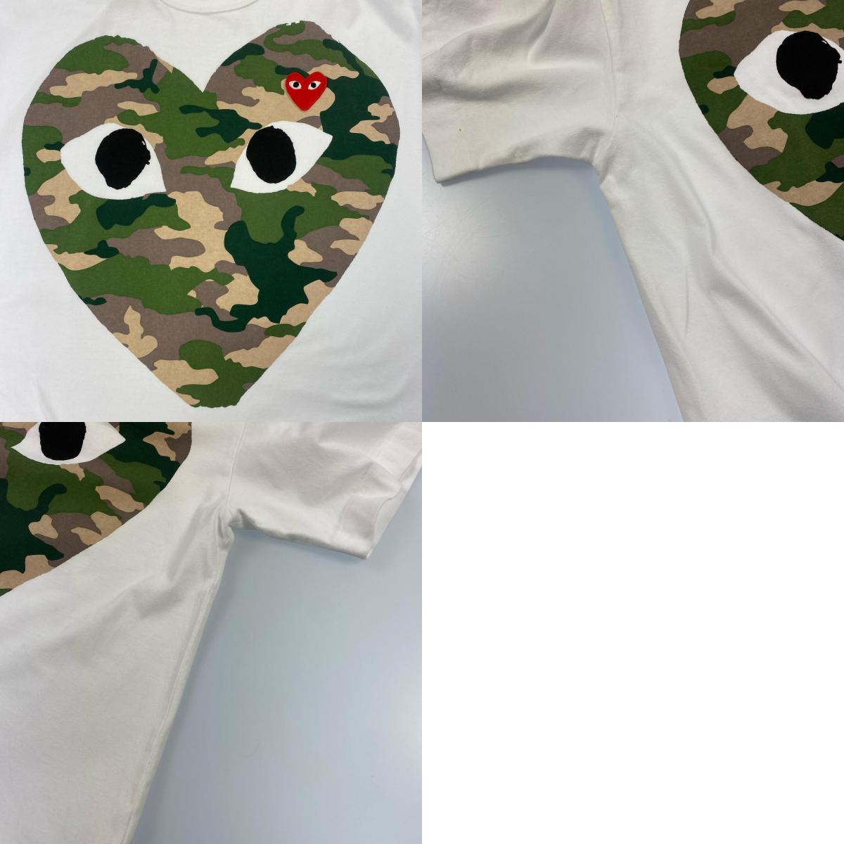 【中古】PLAY COMME des GARCONS | プレイコムデギャルソン CAMO HEART T-SHIRT 半袖Tシャツ AX-T242 年式:2025S/S ホワイト サイズ:XL