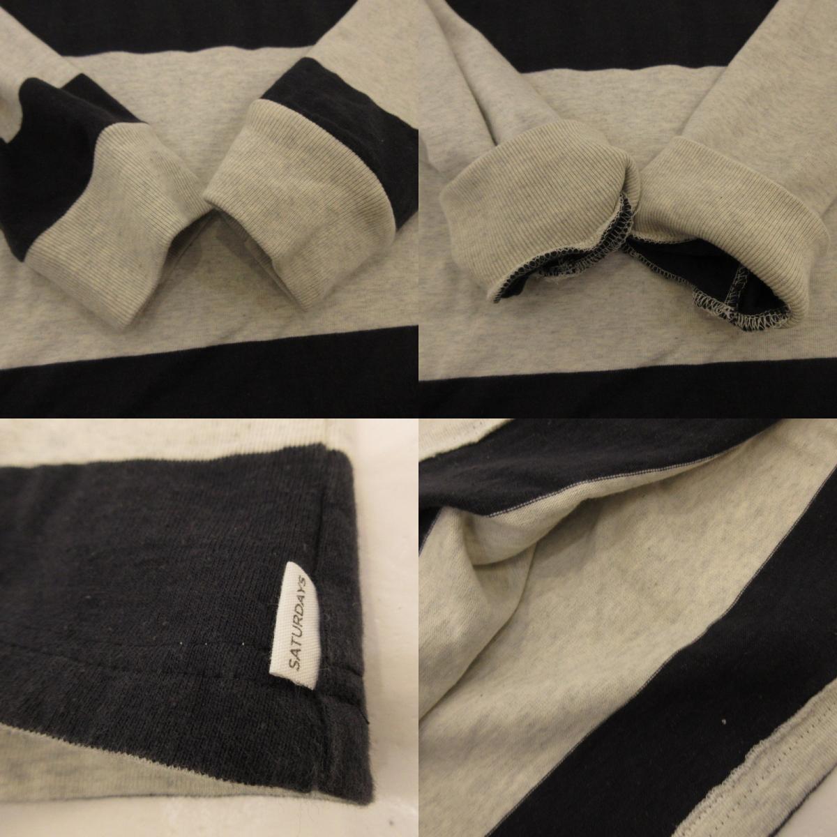 【中古】SATURDAYS NYC | サタデーズ サタデイズ JAMES LONG SLEEVE BLOCK STRIPE TEE 長袖Tシャツ BBM-6402-B サイズ:M