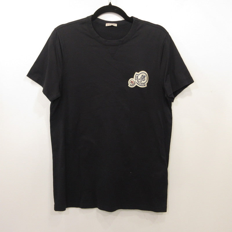【中古】MONCLER | モンクレール ダブルロゴワッペン 半袖Tシャツ 8032500 国内正規品 ネイビー サイズ:M