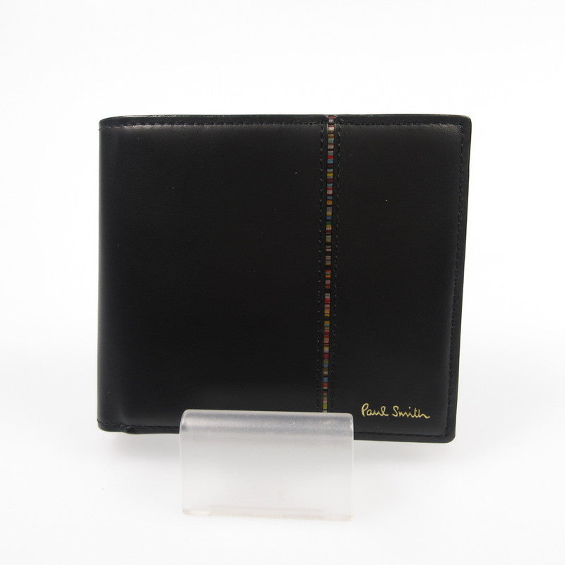 【中古】Paul Smith | ポール・スミス シグネチャーストライプインバーテッド 二つ折り財布 813025 ブラック