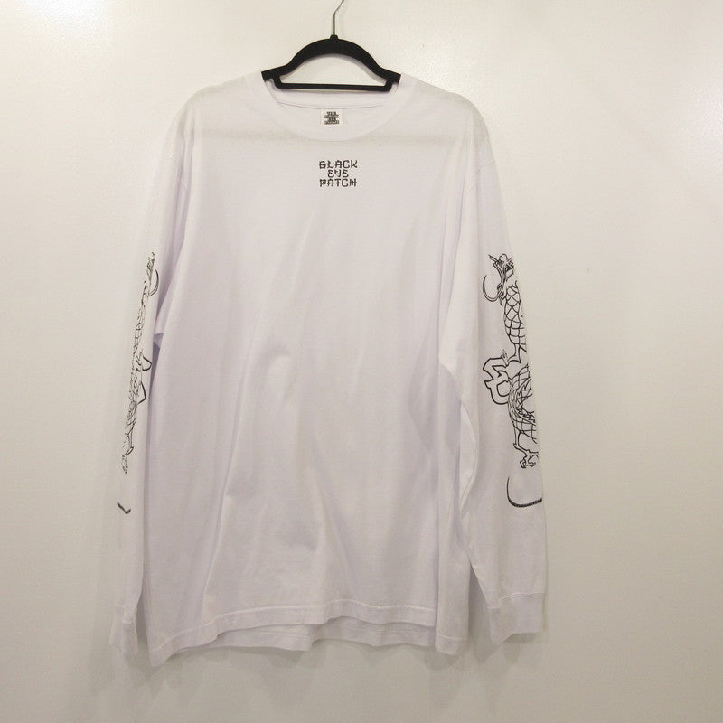 【中古】BlackEyePatch | ブラックアイパッチ KANJI DRAGON L/S TEE 長袖Tシャツ ホワイト サイズ:XL