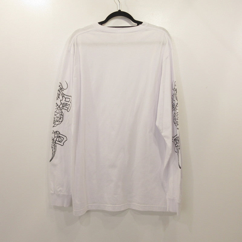 【中古】BlackEyePatch | ブラックアイパッチ KANJI DRAGON L/S TEE 長袖Tシャツ ホワイト サイズ:XL