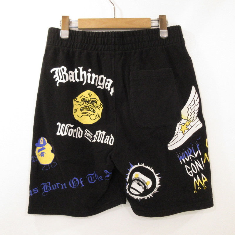 【中古】A BATHING APE | アベイシングエイプ MULTI PRINT SWEAT SHORTS ショートパンツ 001SPH301002X ブラック サイズ:S