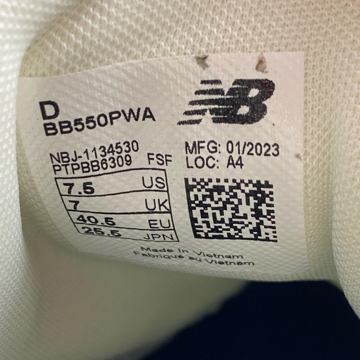 【中古】NEW BALANCE | ニューバランス スニーカー BB550PWA 25.5cm ホワイト 25.5cm