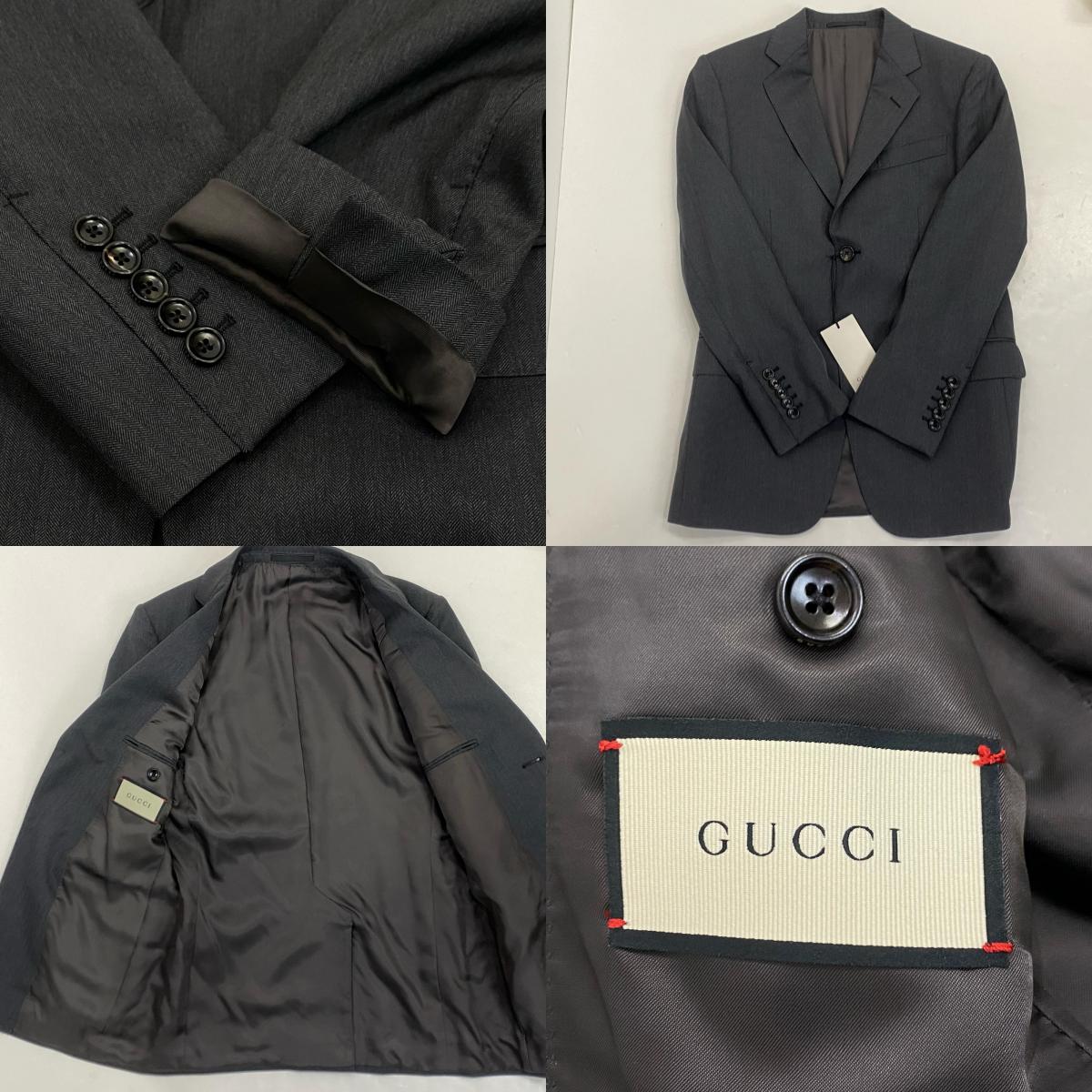 【中古】GUCCI | グッチ マイクロヘリンボーン セットアップ 337687 国内正規品 グレー サイズ:46
