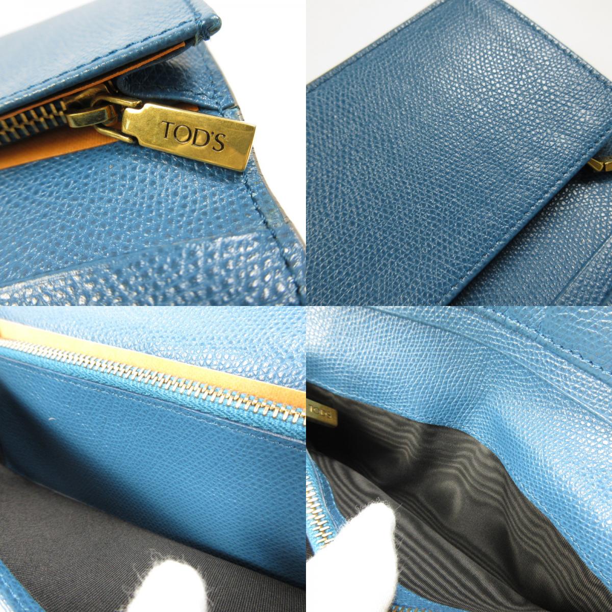 【中古】TOD'S | トッズ レザーバーティカルウォレット 長財布 グレー