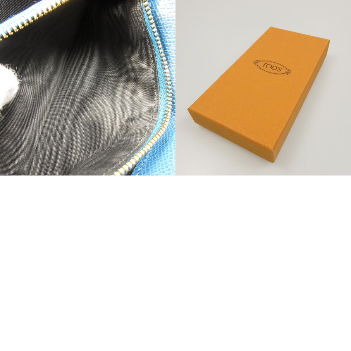 【中古】TOD'S | トッズ レザーバーティカルウォレット 長財布 グレー