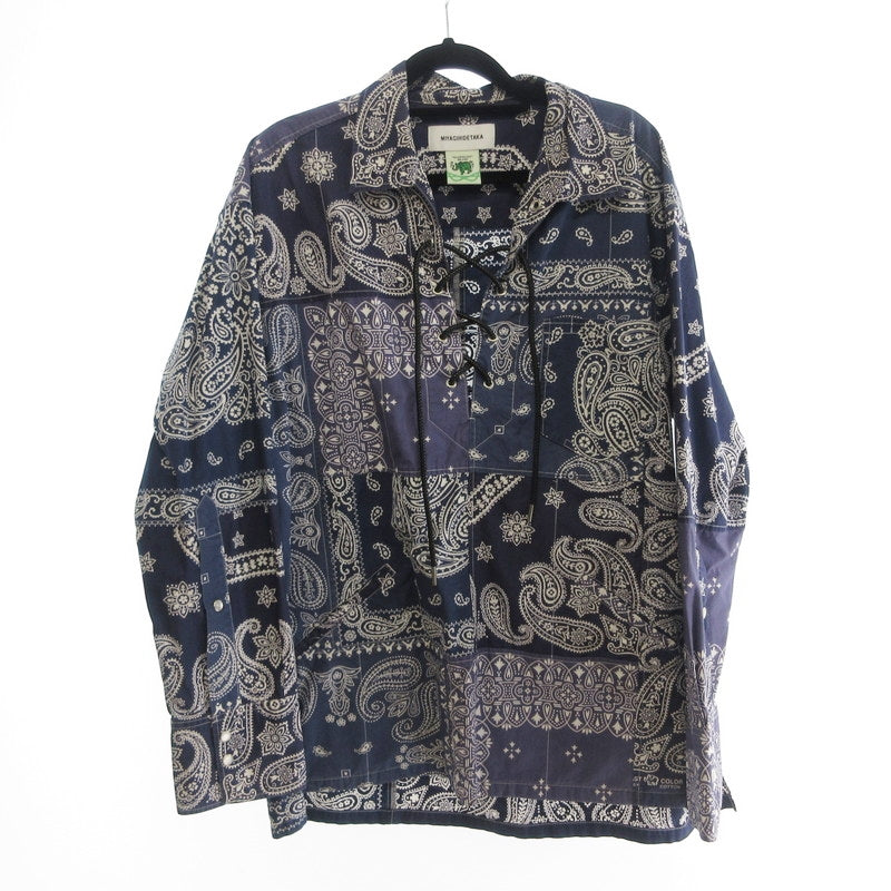 【中古】MIYAGIHIDETAKA | ミヤギヒデタカ レースアッププルオーバーバンダナシャツ 長袖シャツ 19-05-464-0240-1-0 サイズ:F