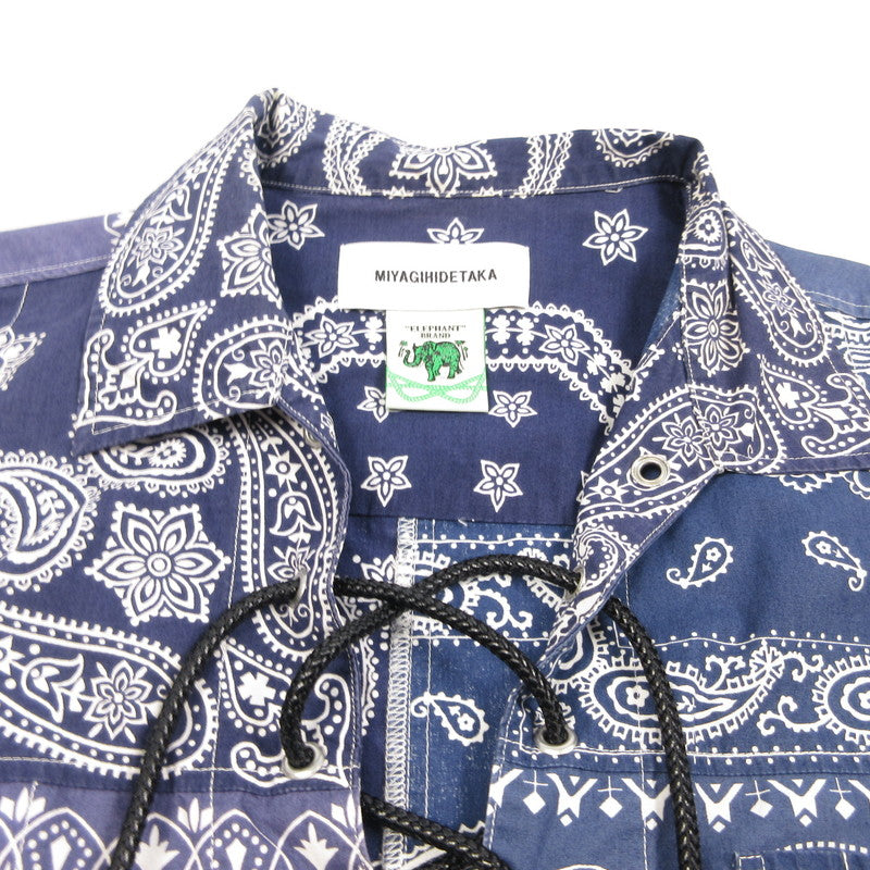 【中古】MIYAGIHIDETAKA | ミヤギヒデタカ レースアッププルオーバーバンダナシャツ 長袖シャツ 19-05-464-0240-1-0 サイズ:F