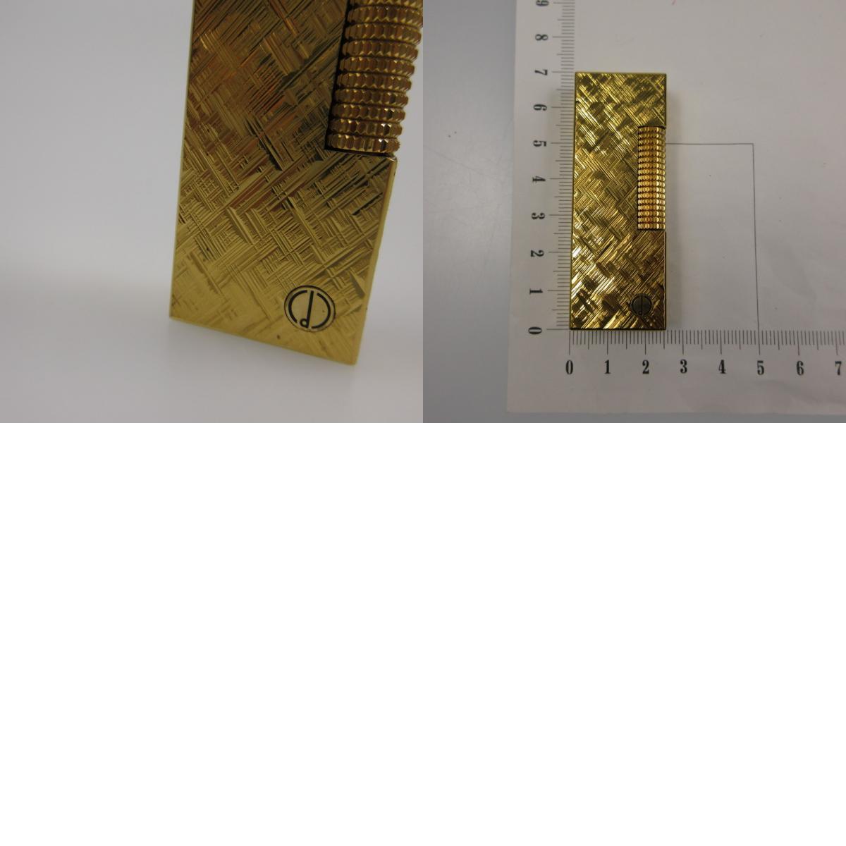 【中古】Dunhill | ダンヒル サイドローラーゴールドクロスカット ライター ゴールド