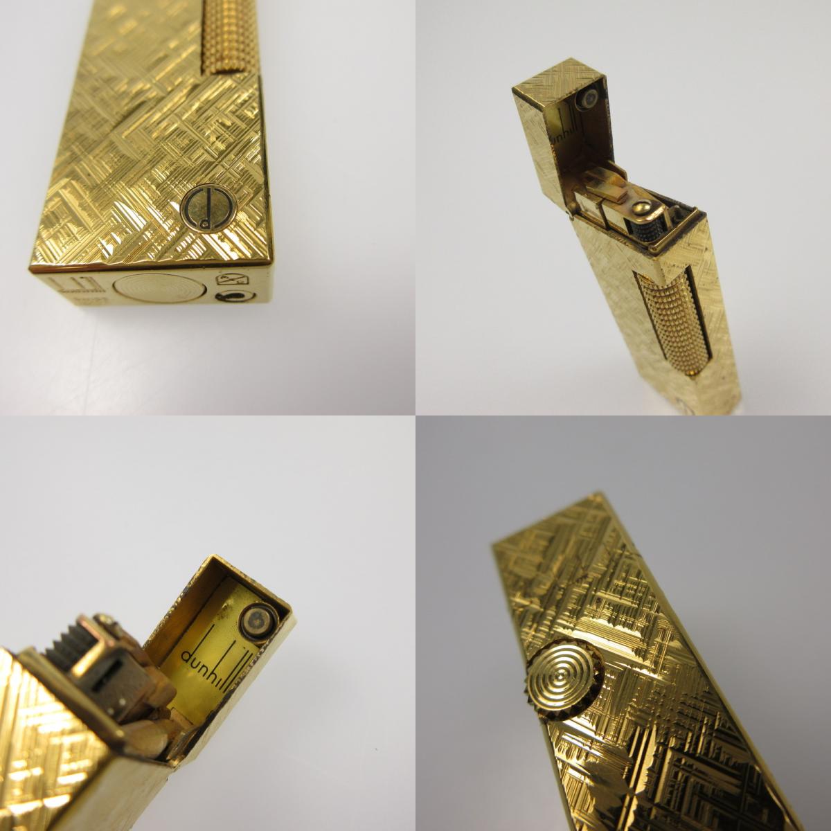 【中古】Dunhill | ダンヒル サイドローラーゴールドクロスカット ライター ゴールド