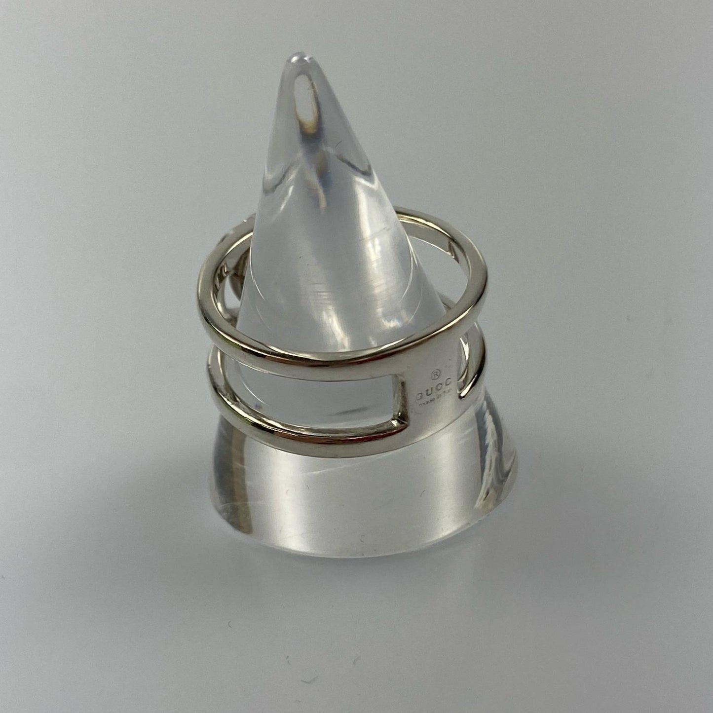 【中古】GUCCI | グッチ インターロッキングGスリムオープンバンド リング・指輪 298036