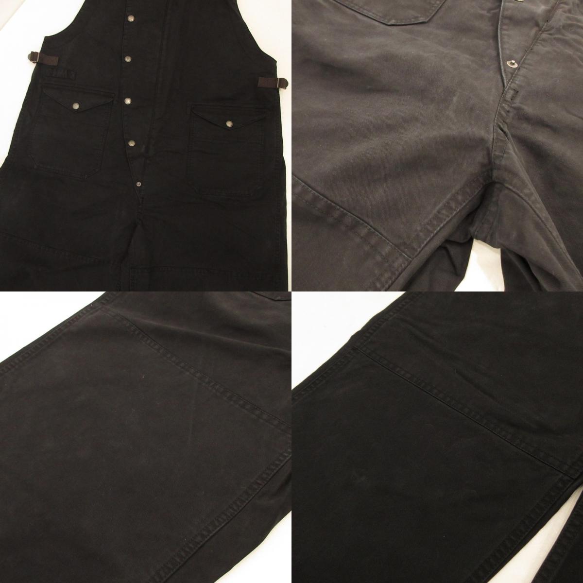 【中古】AT DIRTY | アットダーティー FIREMAN ALLS オーバーオール ウォッシュ加工 ブラック サイズ:XL