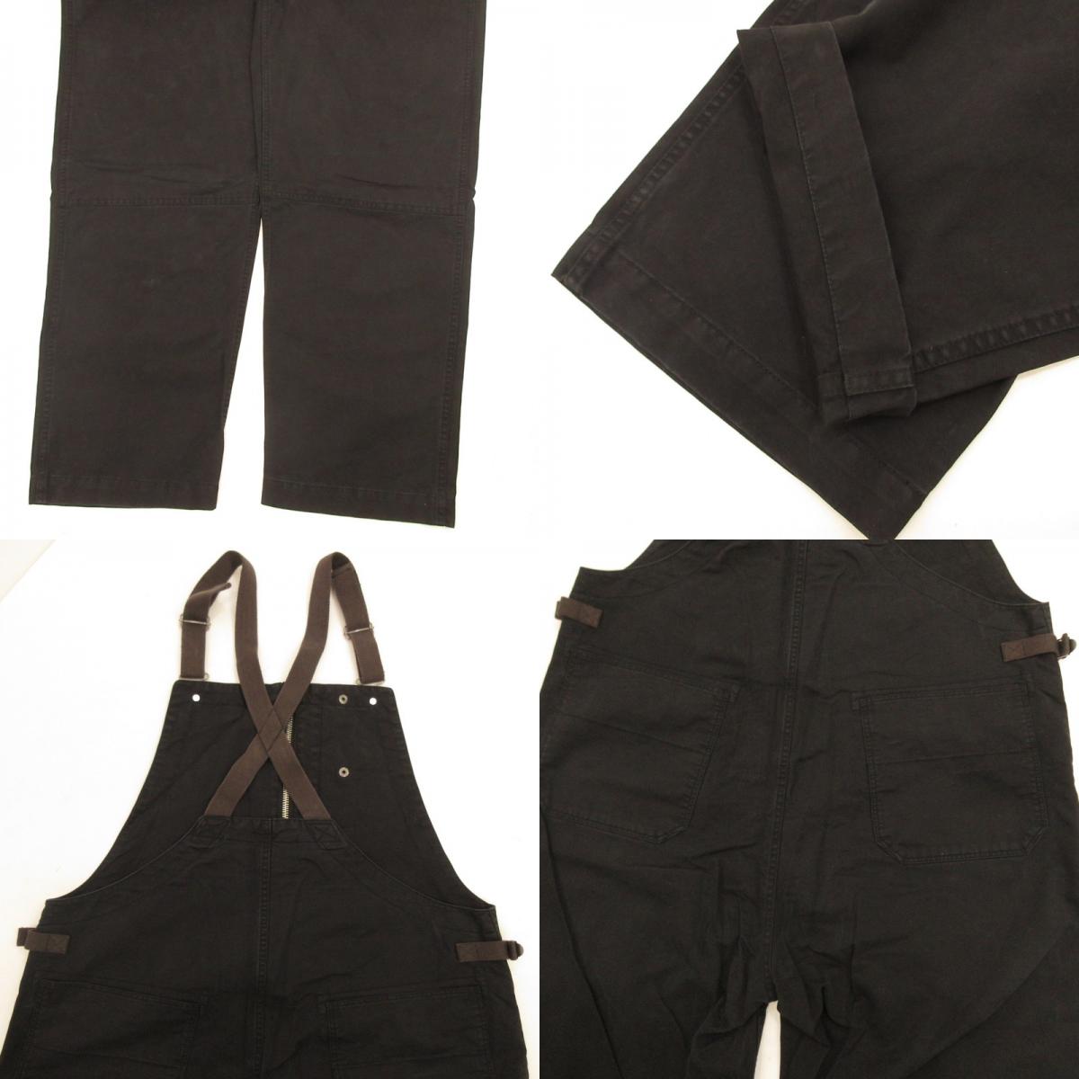 【中古】AT DIRTY | アットダーティー FIREMAN ALLS オーバーオール ウォッシュ加工 ブラック サイズ:XL