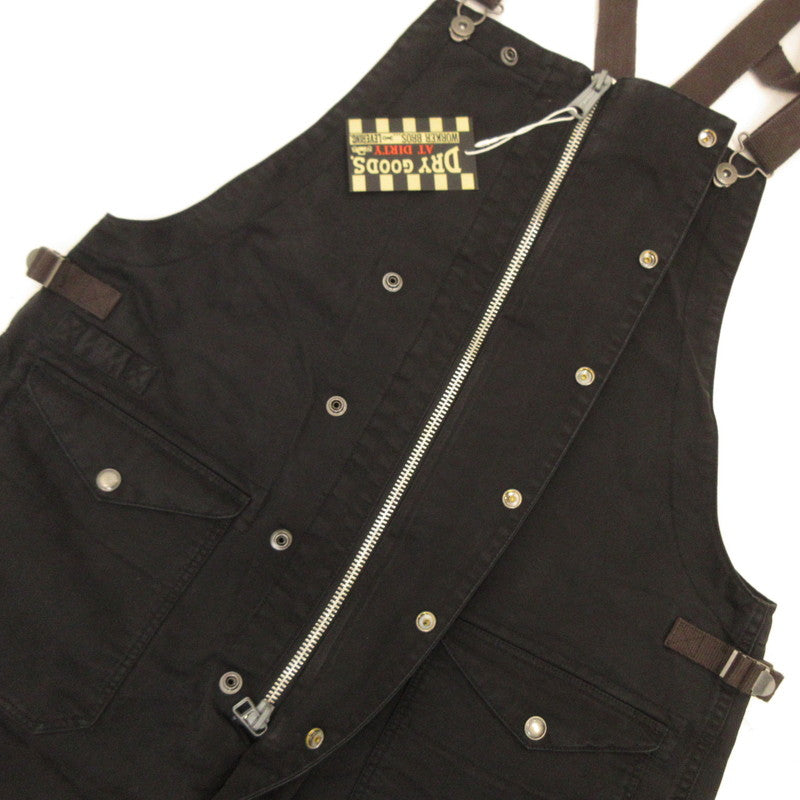 【中古】AT DIRTY | アットダーティー FIREMAN ALLS オーバーオール ウォッシュ加工 ブラック サイズ:XL