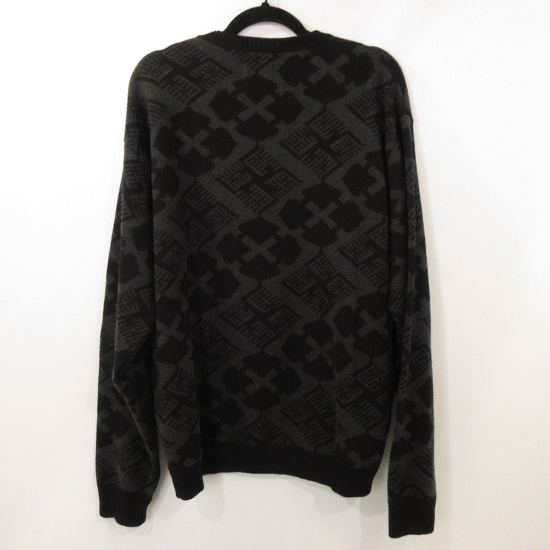 【中古】BUDSPOOL | バッズプール 花罰家紋 COTTON KNIT JACQUARD SWEATER セーター ブラック サイズ:XL