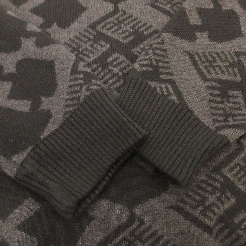 【中古】BUDSPOOL | バッズプール 花罰家紋 COTTON KNIT JACQUARD SWEATER セーター ブラック サイズ:XL